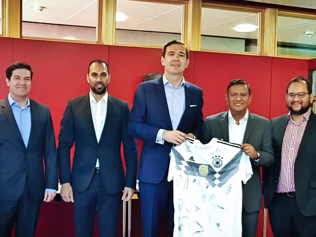 Chris Punnakkattu Daniel at the signing of a Memorandum of Understanding between the Deutscher Fußball-Bund and All India Football Federation