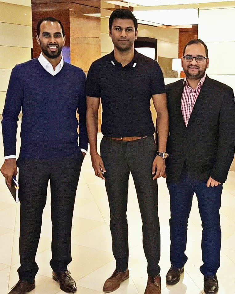 Chris Punnakkattu Daniel with former Indian national team player and AIFF National Team Director Abhishek Yadav and Arunava Chaudhuri.