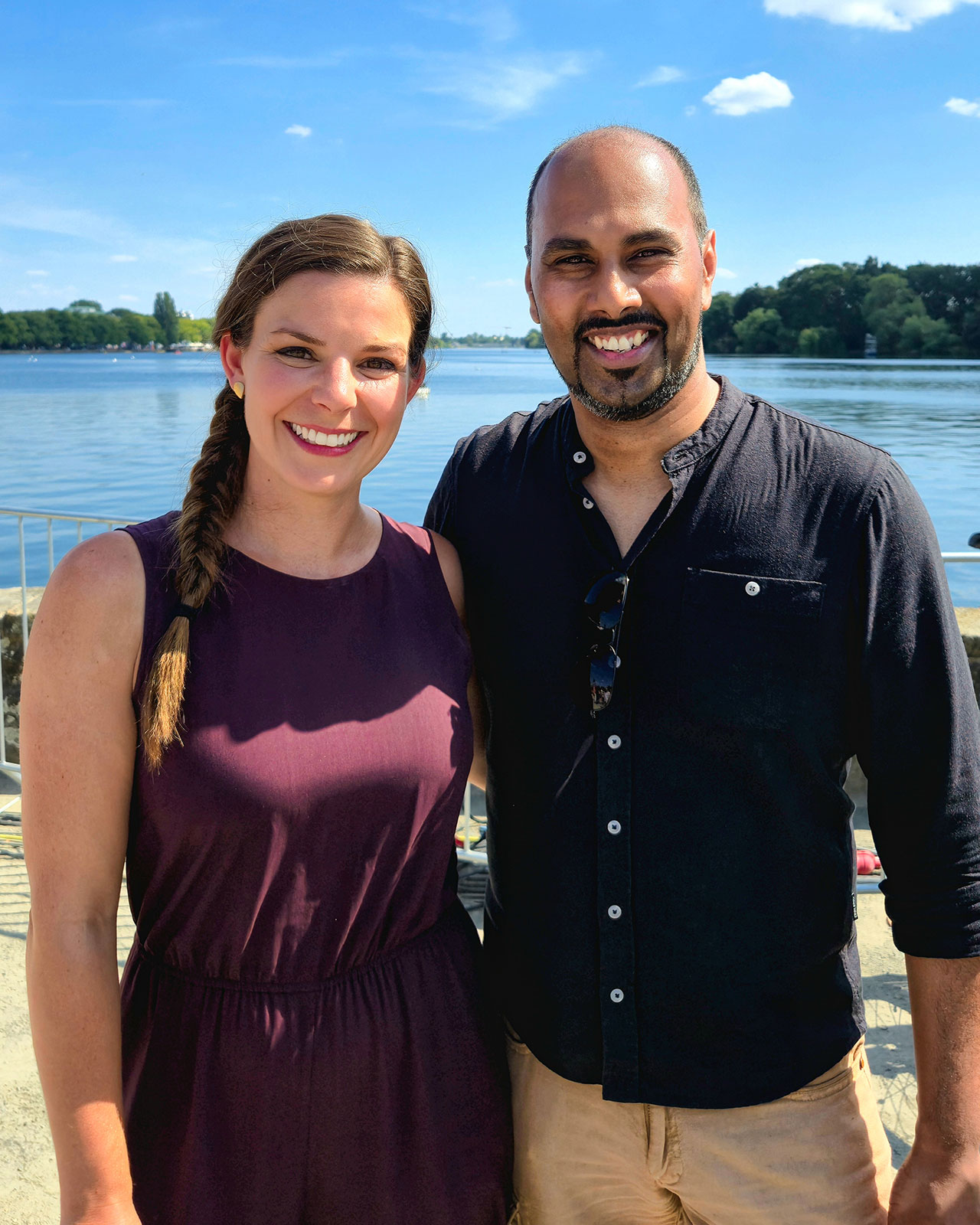 Chris Punnakkattu Daniel catching up with ZDF sports presenter Amelie Stiefvatter at Die Finals 2026 in Hannover.