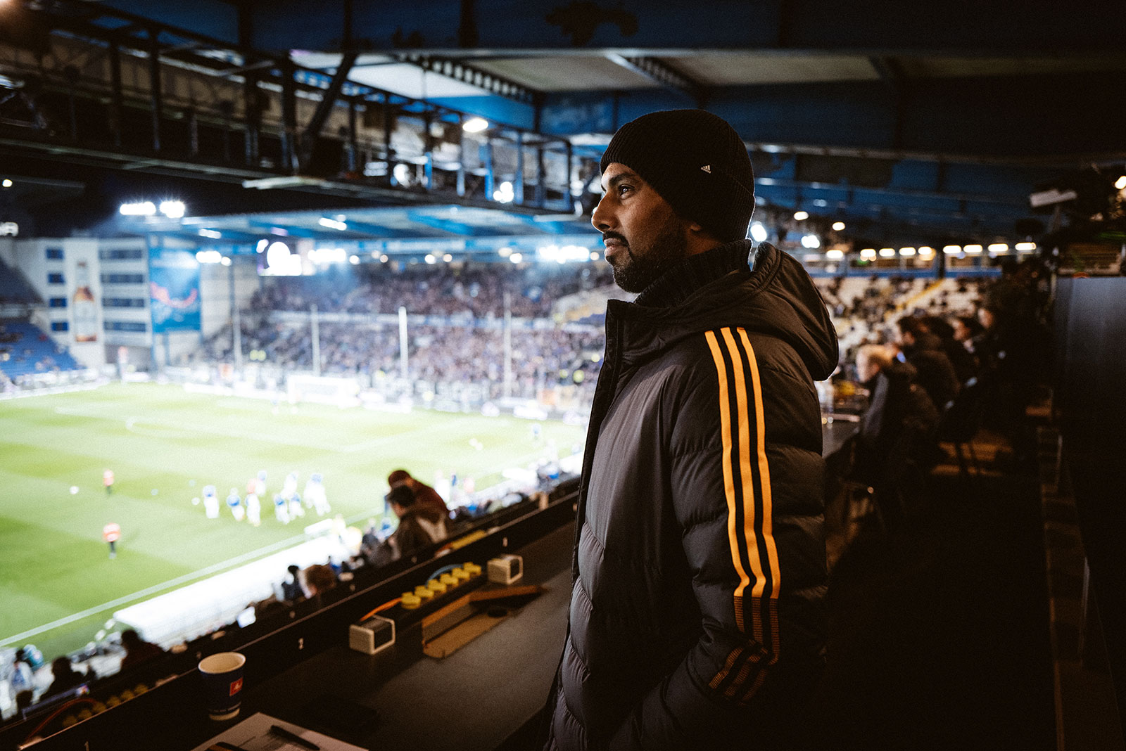 Chris Punnakkattu Daniel during a Bundesliga matchday at DSC Arminia Bielefeld's SchücoArena.