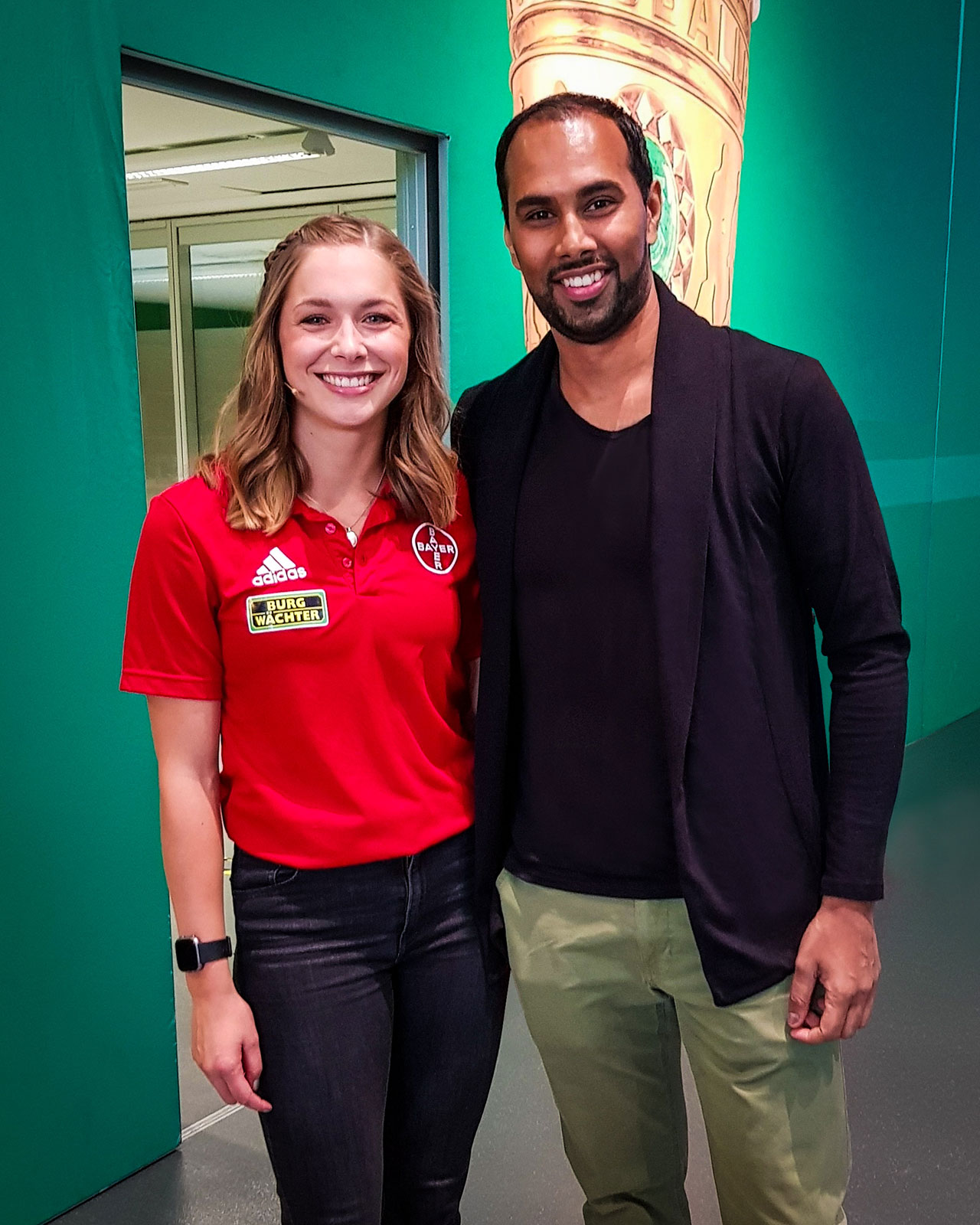 Chris Punnakkattu Daniel meeting German Olympic sprinter bronze medalist Gina Lückenkemper.