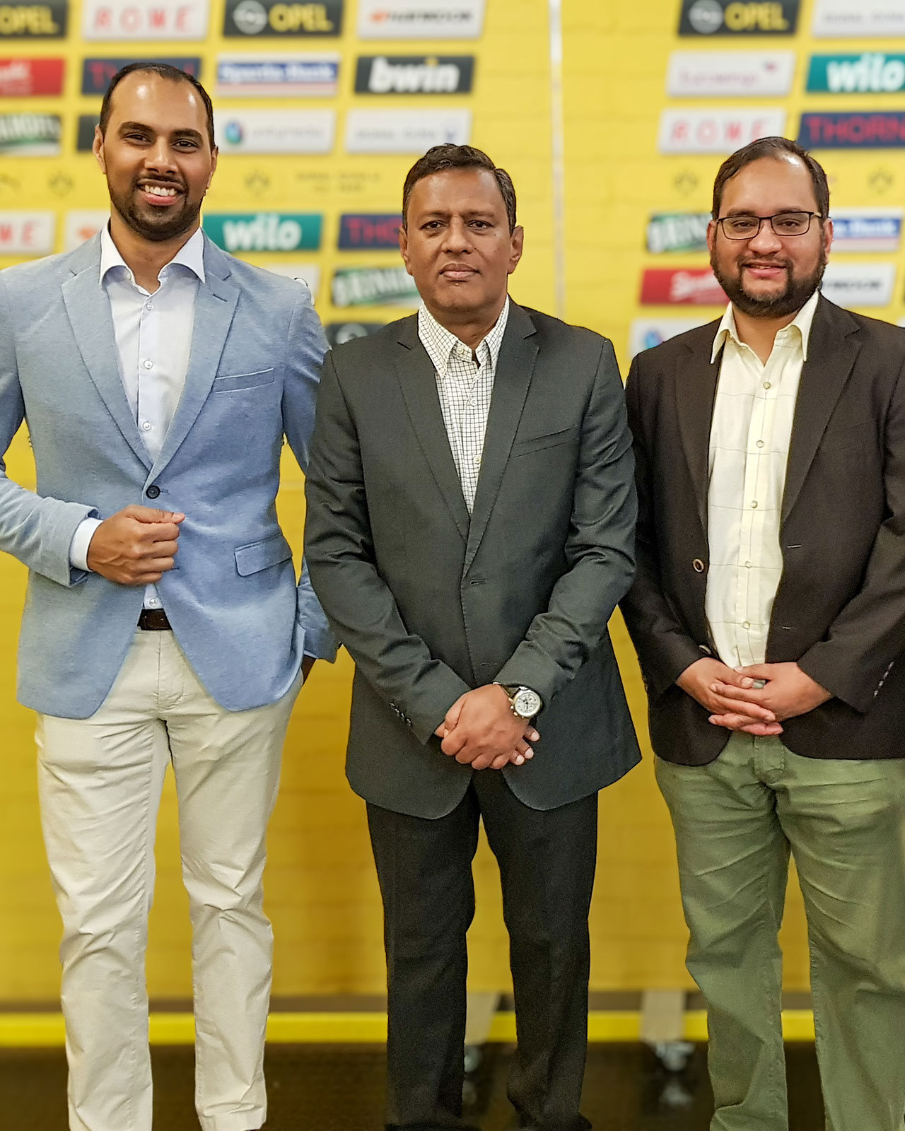 Chris Punnakkattu Daniel with All India Football Federation General Secretary Kushal Das and Arunava Chaudhuri.
