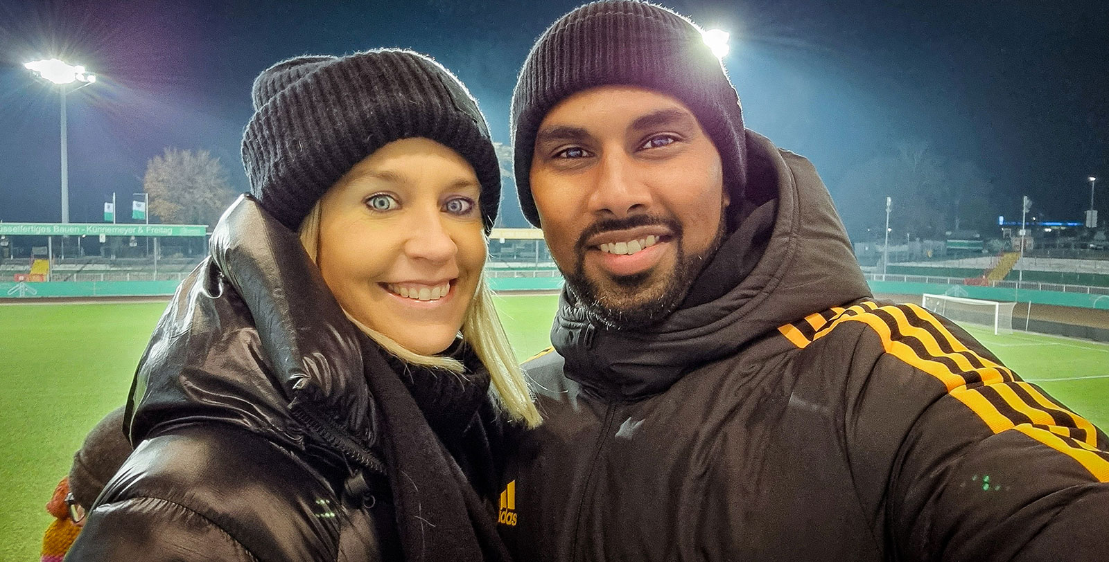 Chris Punnakkattu Daniel meeting former German national team player and Champions League winner Lena Goeßling.