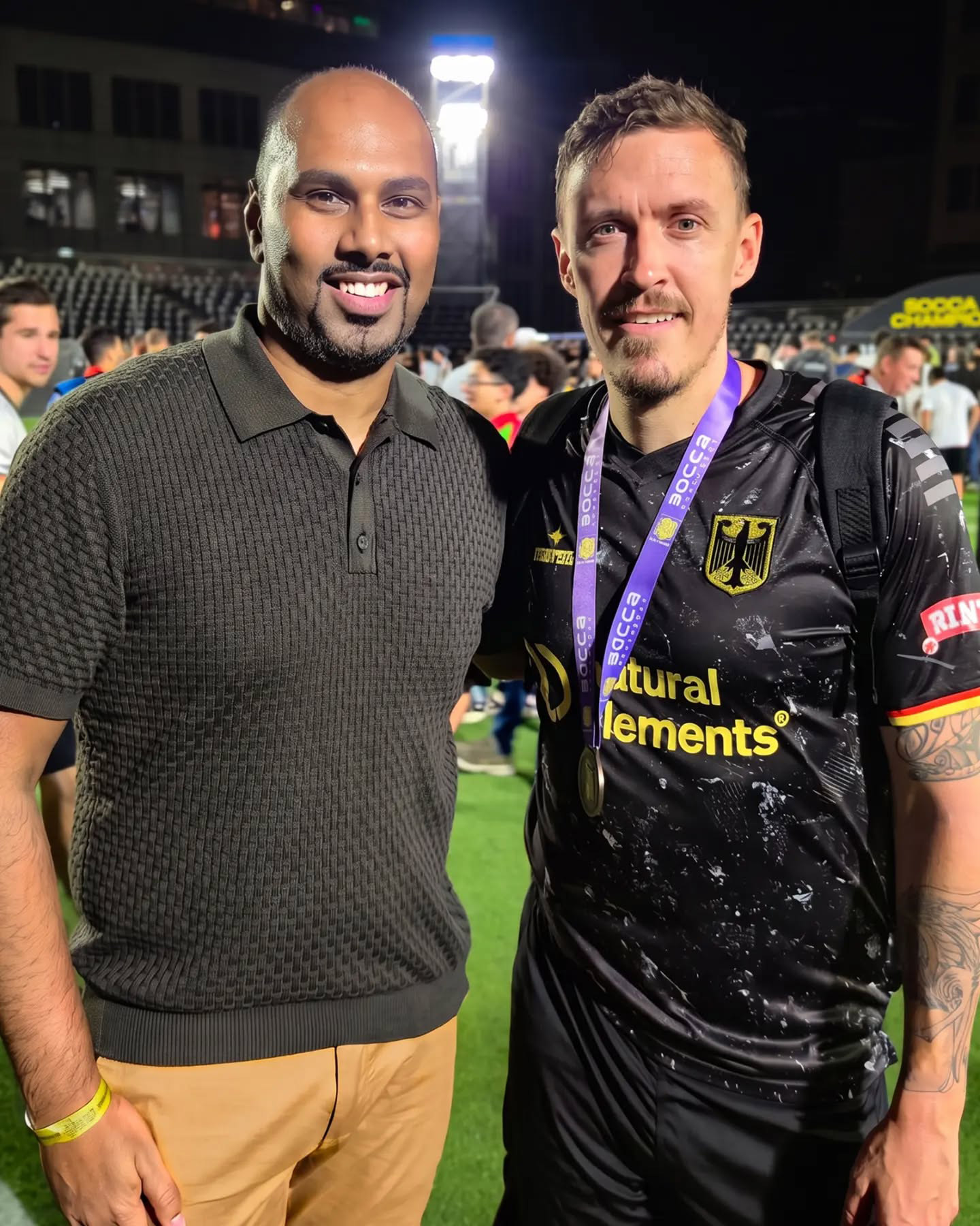 Chris Punnakkattu Daniel with former Bundesliga star and 2026 Socca World Cup winner Max Kruse.