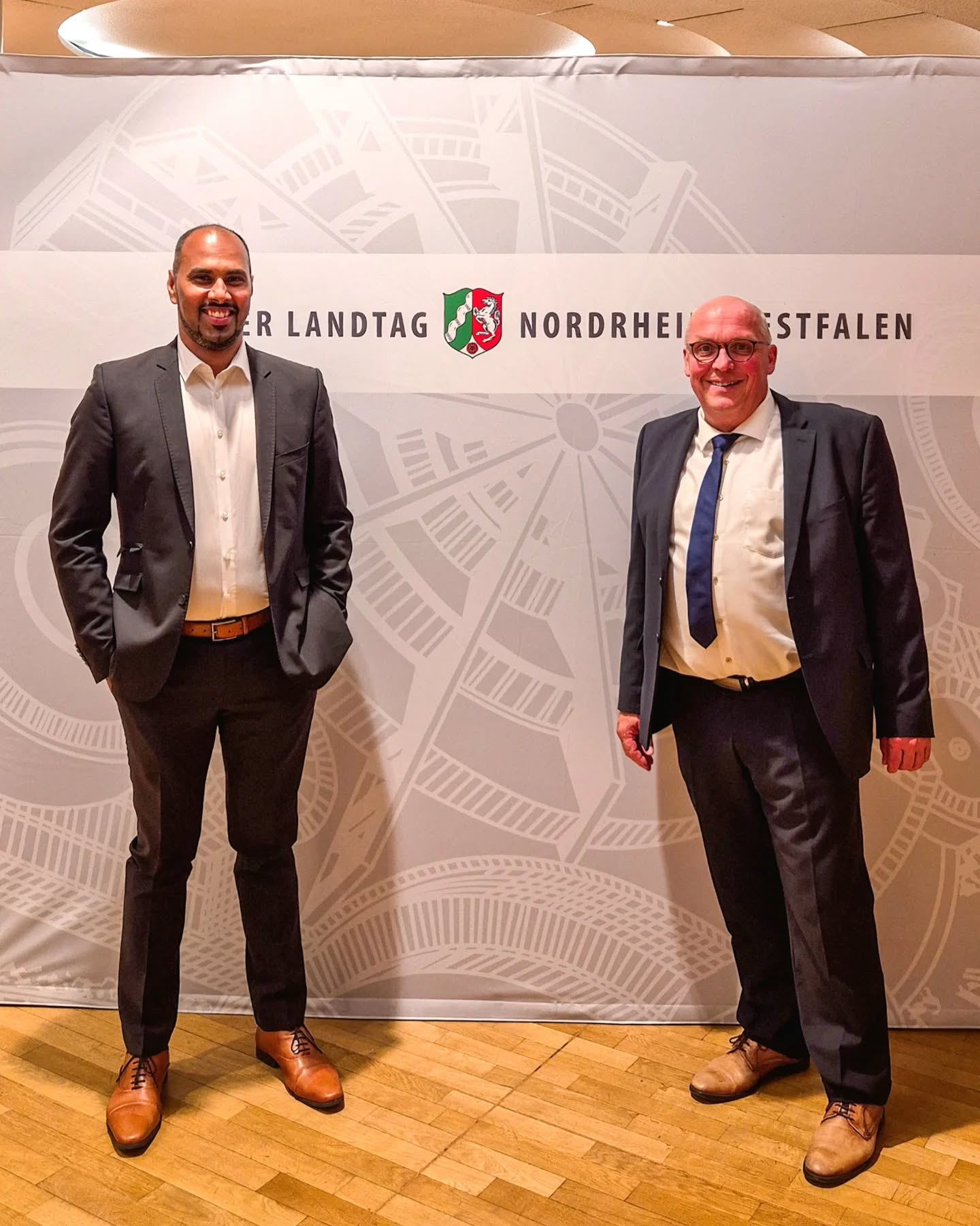 Chris Punnakkattu Daniel and Michael Horstkötter representing FSV Gütersloh at the State Parliament of North Rhine-Westphalia in Düsseldorf.