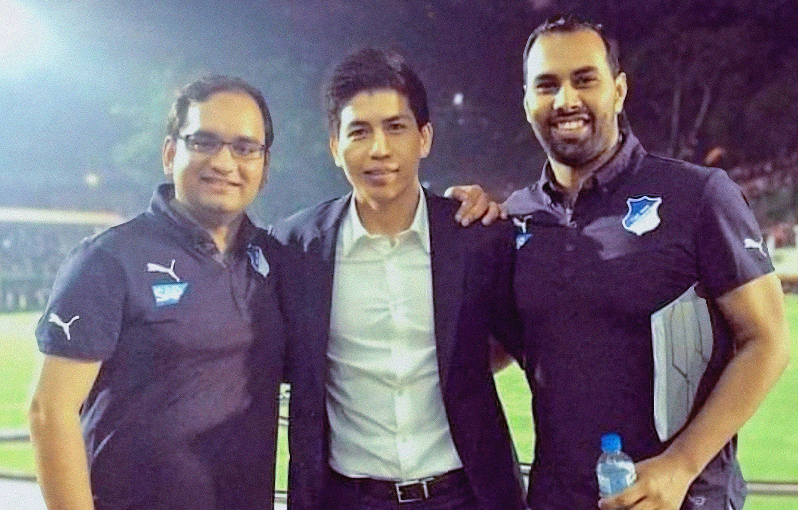 Chris Punnakkattu Daniel with Indian international Renedy Singh and Arunava Chaudhuri organizing the TSG 1899 Hoffenheim India Tour.