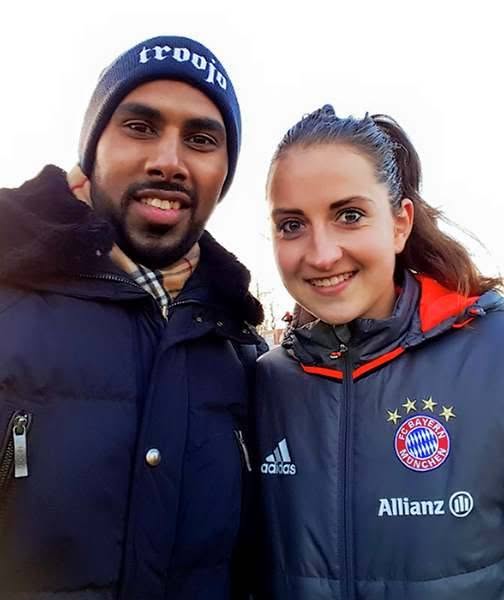 Chris Punnakkattu Daniel pictured with German international and European Champion Sara Däbritz.