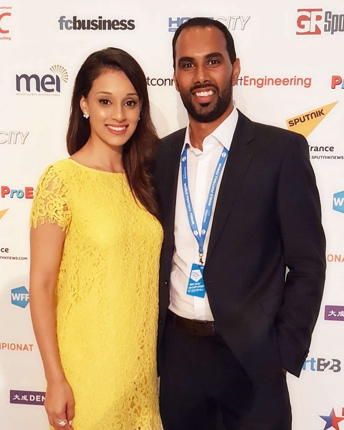Chris Punnakkattu Daniel with Premier League and FIFA World Cup TV anchor Seema Jaswal.